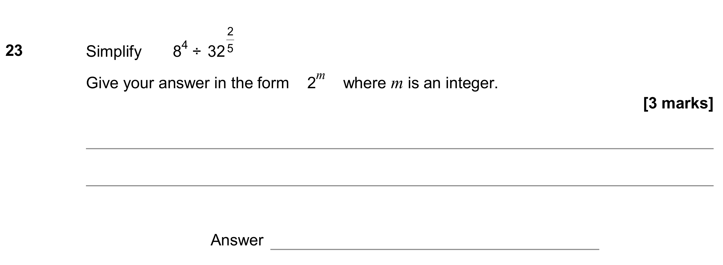 Question 23 — Powers — AQA GCSE June 2019