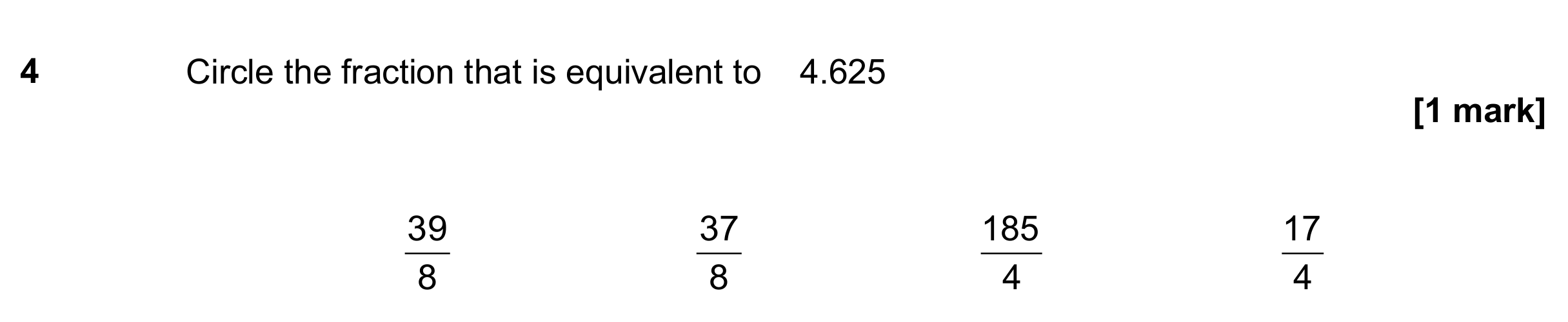 Question 4 — Fractions — AQA GCSE June 2019