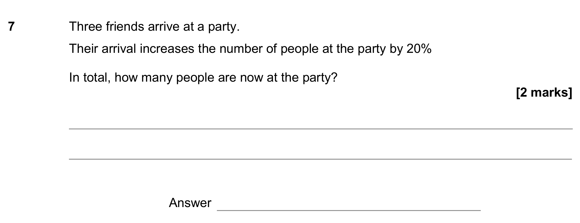 Question 7 — Percentages — AQA GCSE June 2019