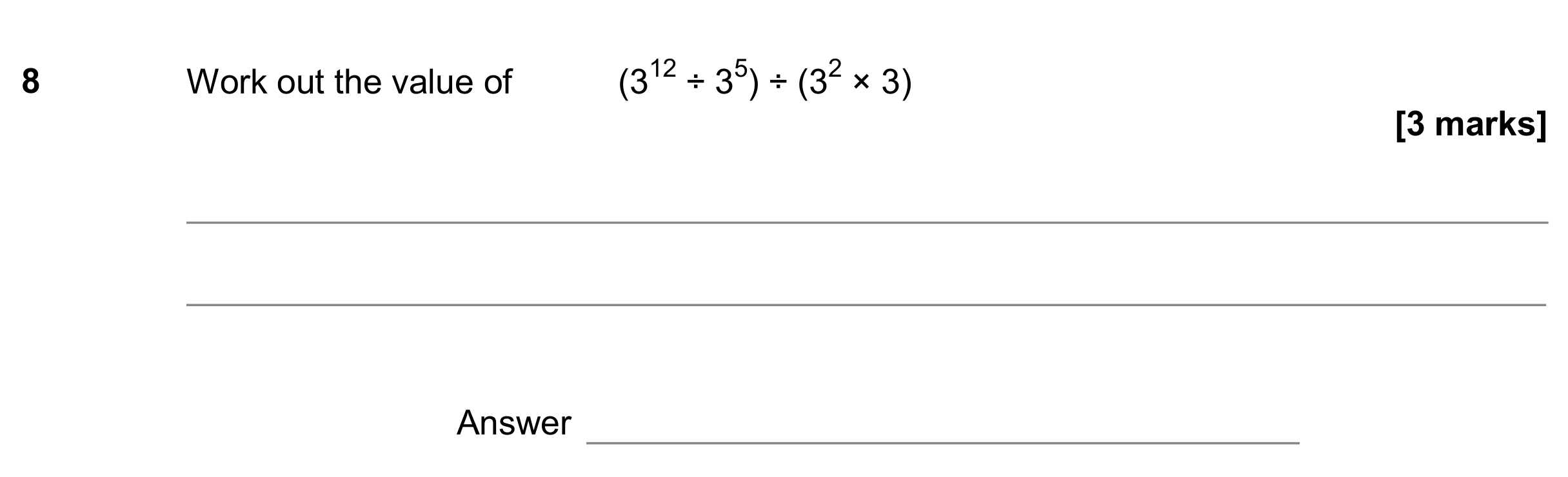 Question 8 — Powers — AQA GCSE June 2019