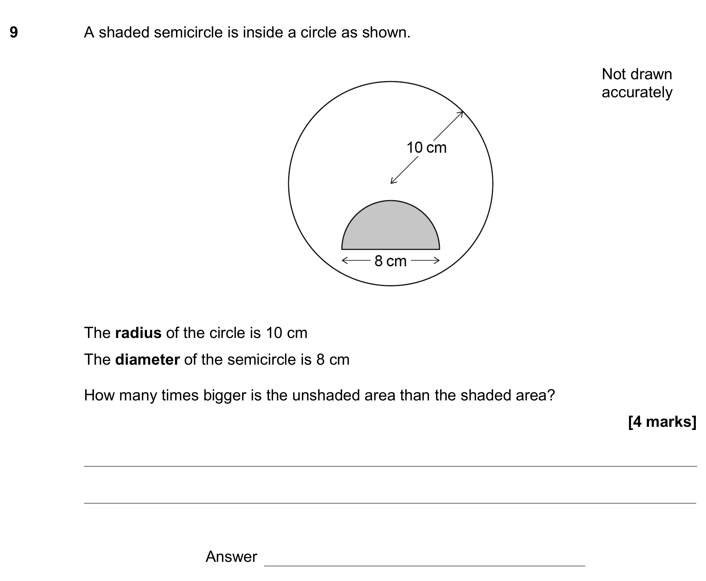 Question 9 — Perimeter and Area — AQA GCSE June 2019