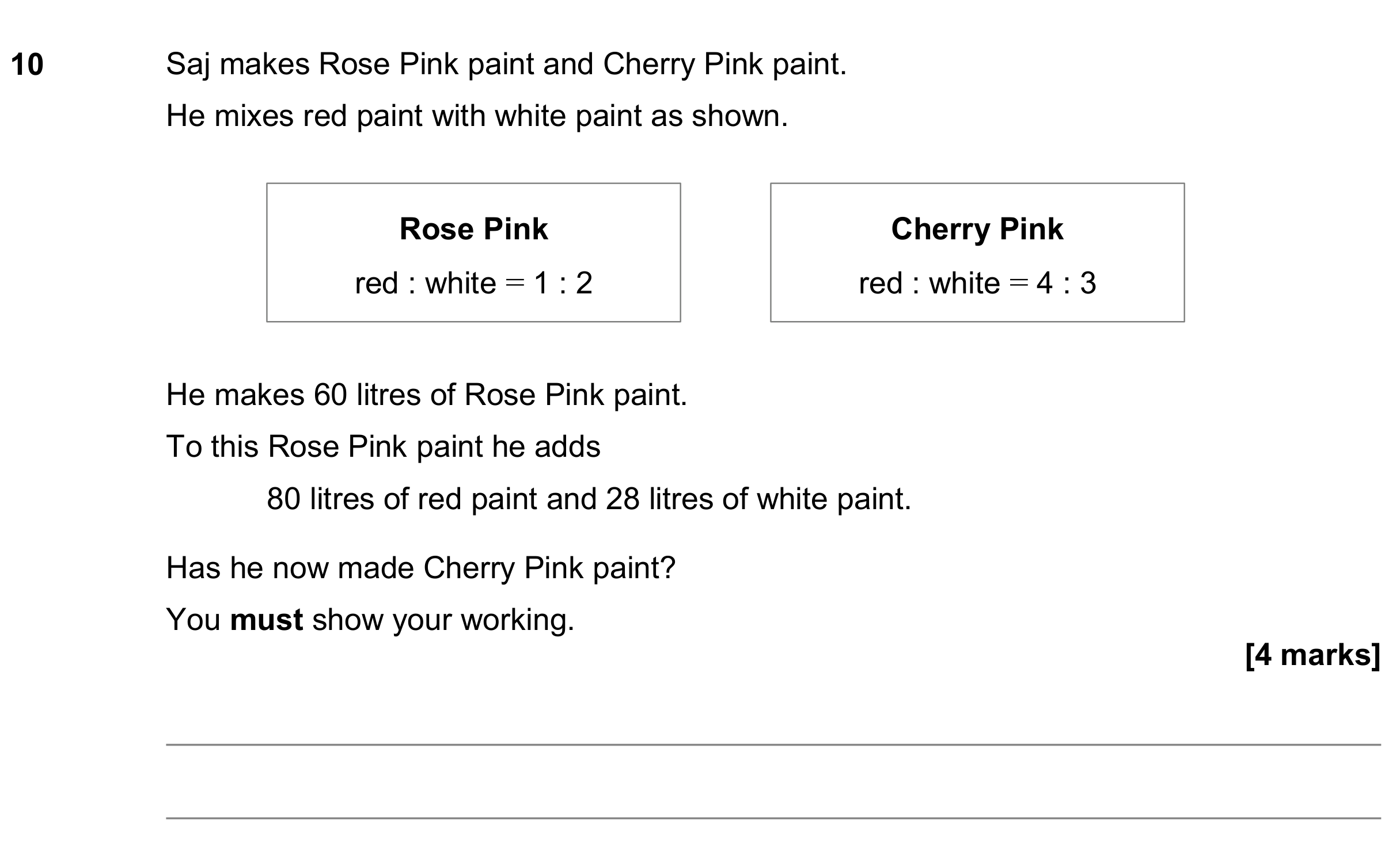 Question 10 — Ratios — AQA GCSE November 2019