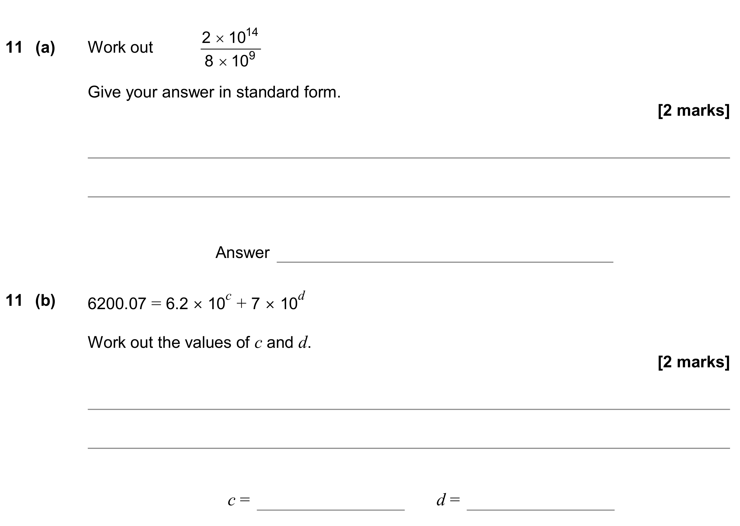 Question 11 — Standard Form — AQA GCSE November 2019