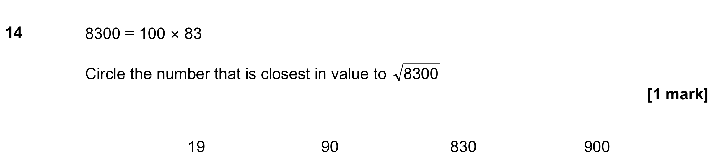 Question 14 — Square and Cube Numbers, Powers and Roots — AQA GCSE November 2019
