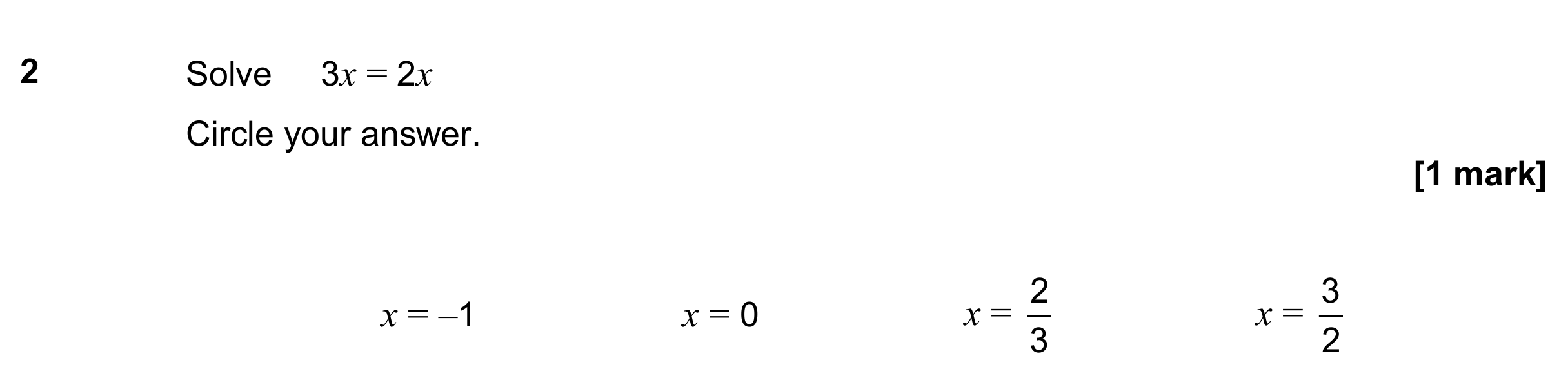 Question 2 — Linear Equations — AQA GCSE November 2019