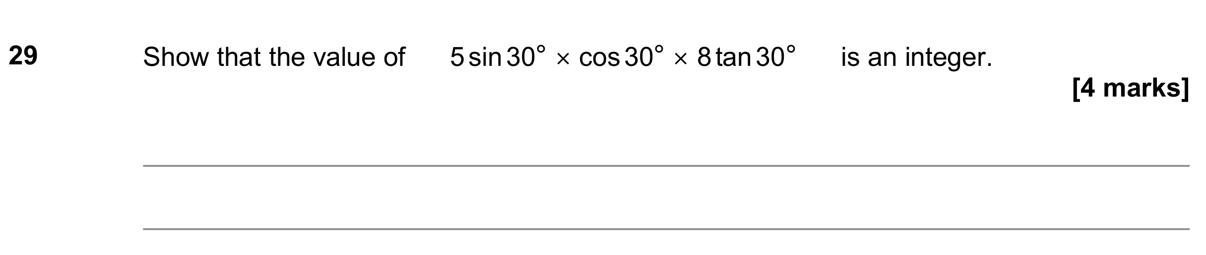 Question 29 — Trigonometry — AQA GCSE November 2019