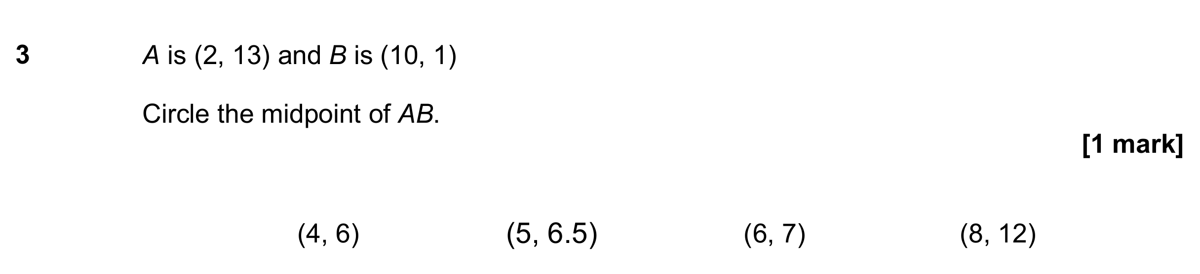 Question 3 — Midpoints — AQA GCSE November 2019