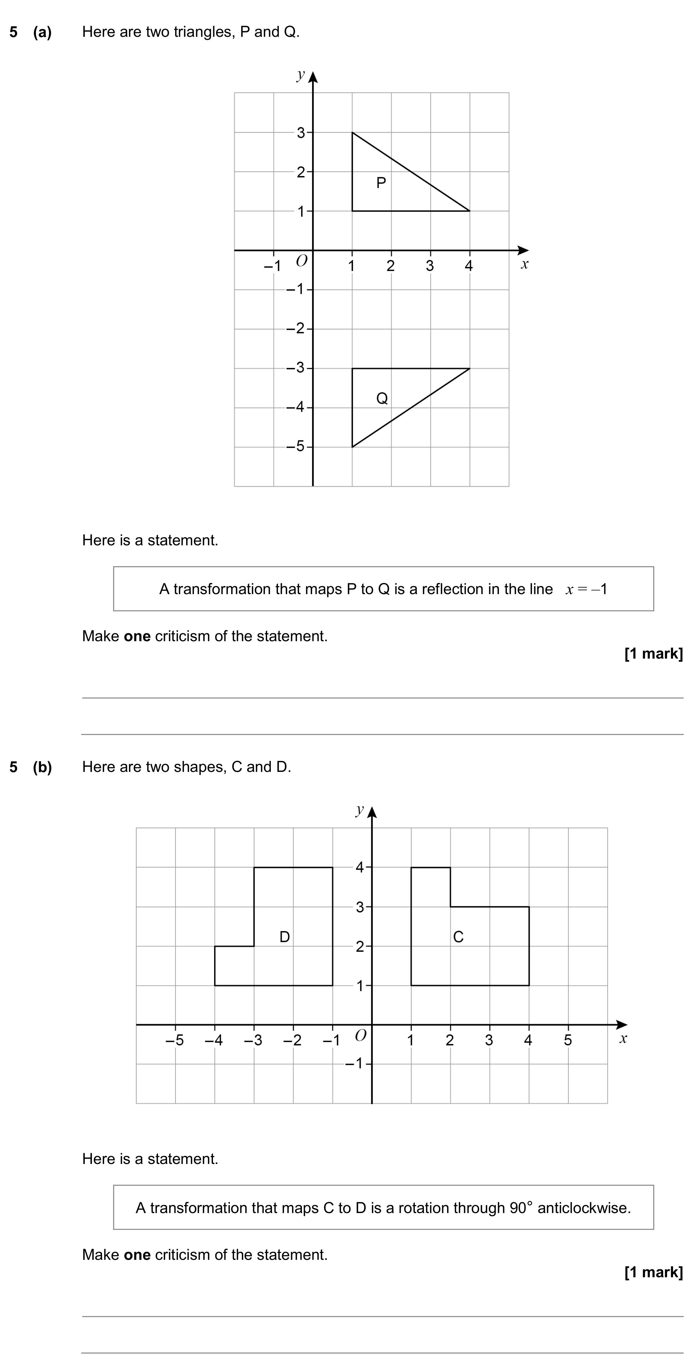 Question 5 — Rotations/Reflections/Translations/Enlargements — AQA GCSE November 2019