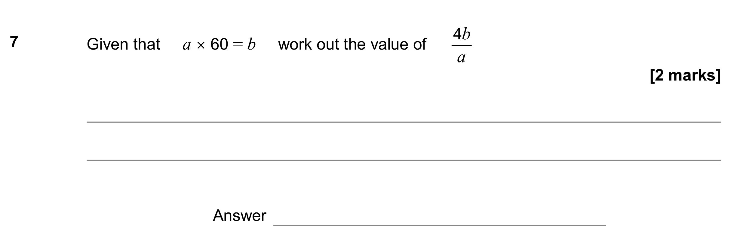 Question 7 — Formulae — AQA GCSE November 2019