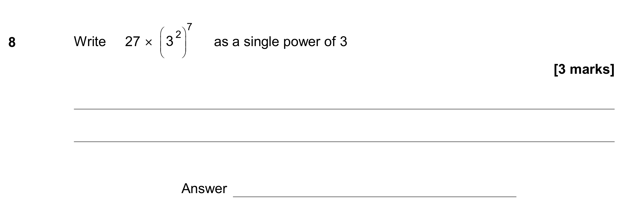 Question 8 — Powers — AQA GCSE November 2019