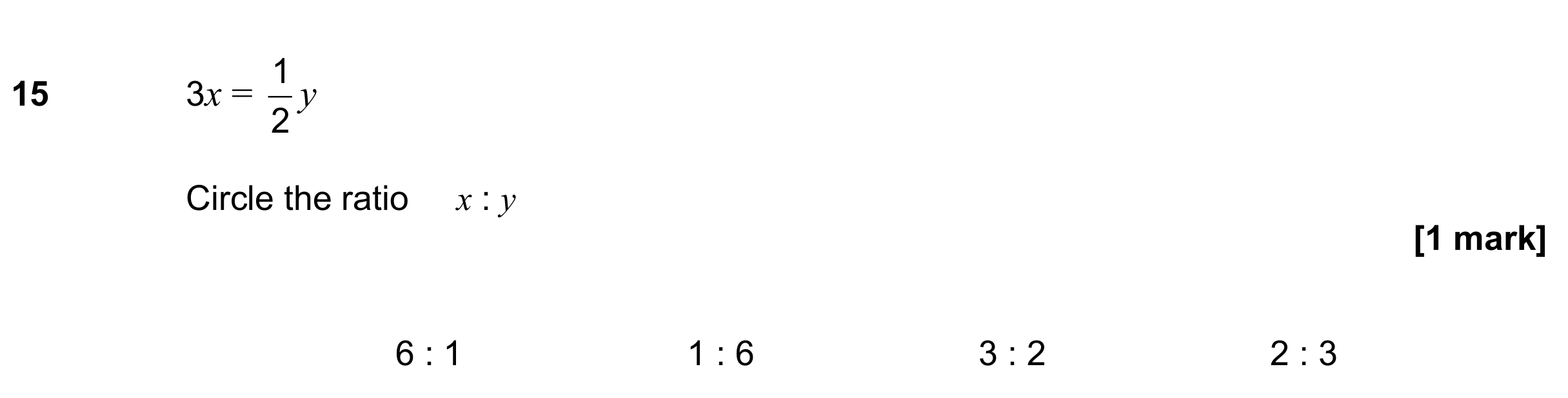 Question 15 — Ratios — AQA GCSE June 2020