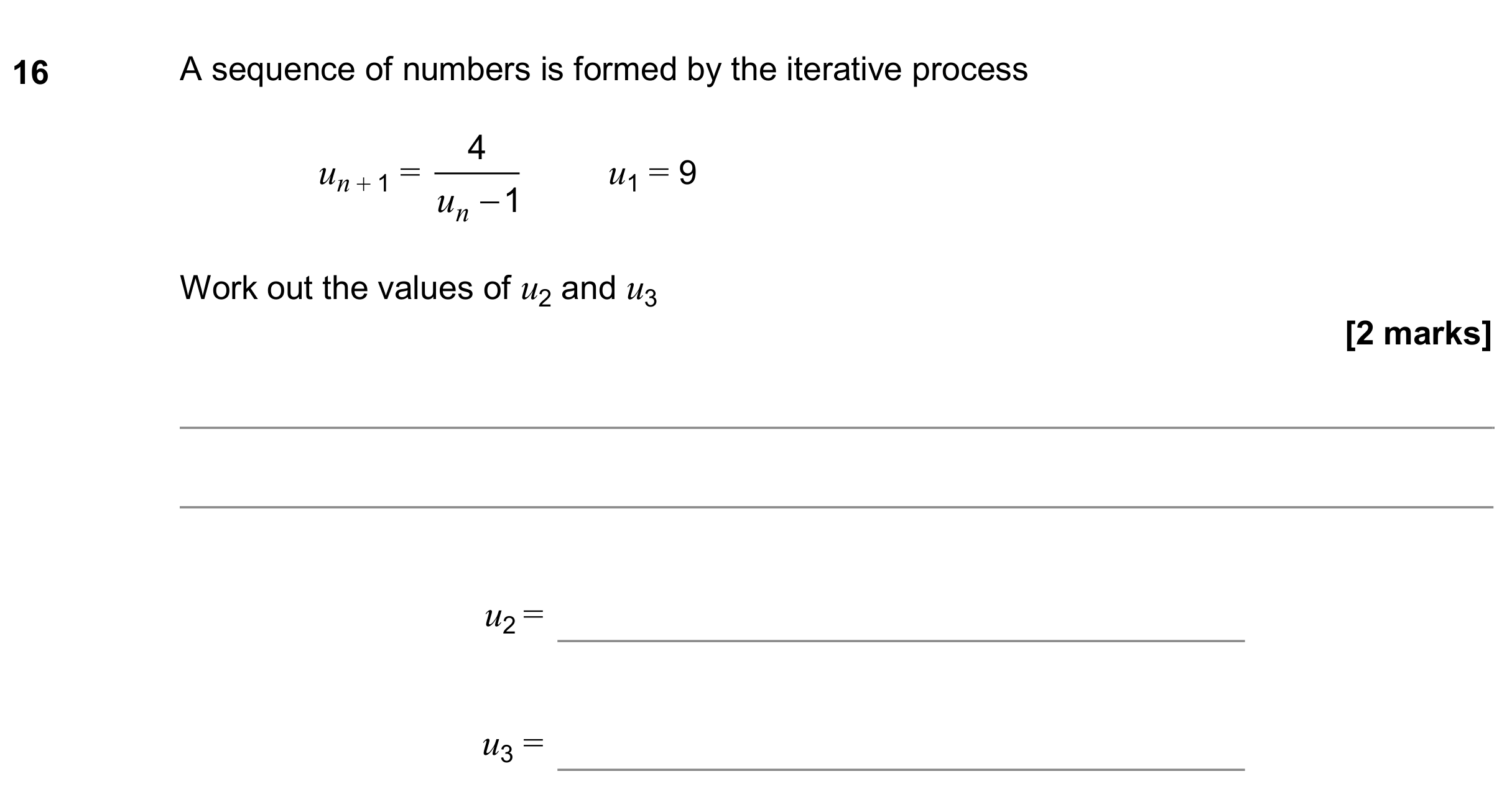 Question 16 — Recurrence Relations — AQA GCSE June 2020