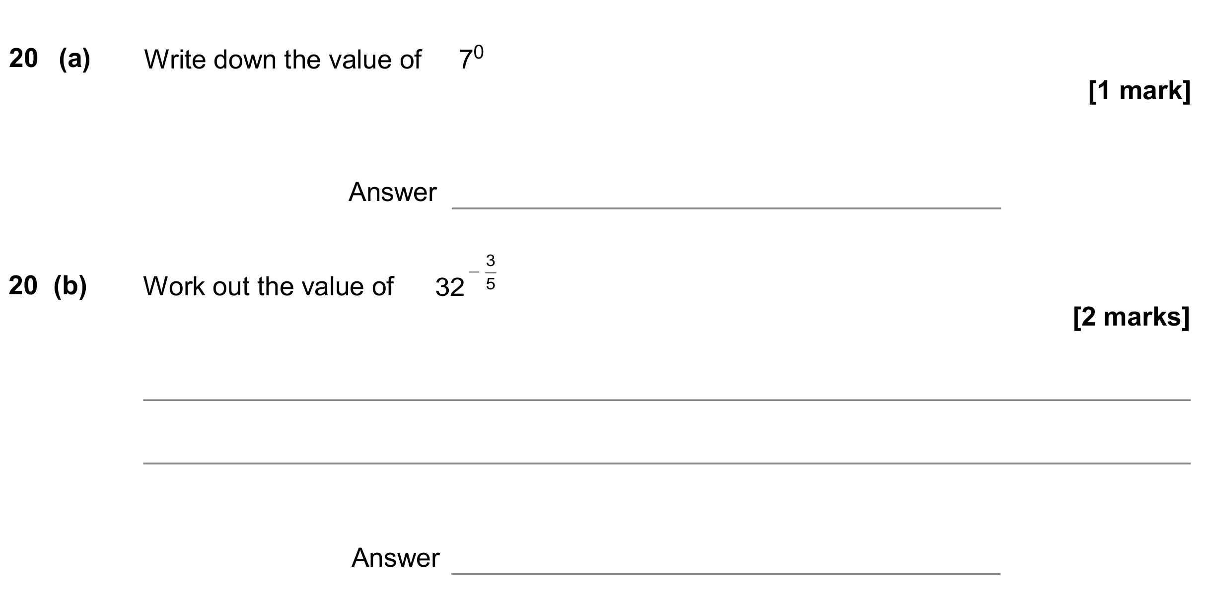 Question 20 — Powers — AQA GCSE June 2020