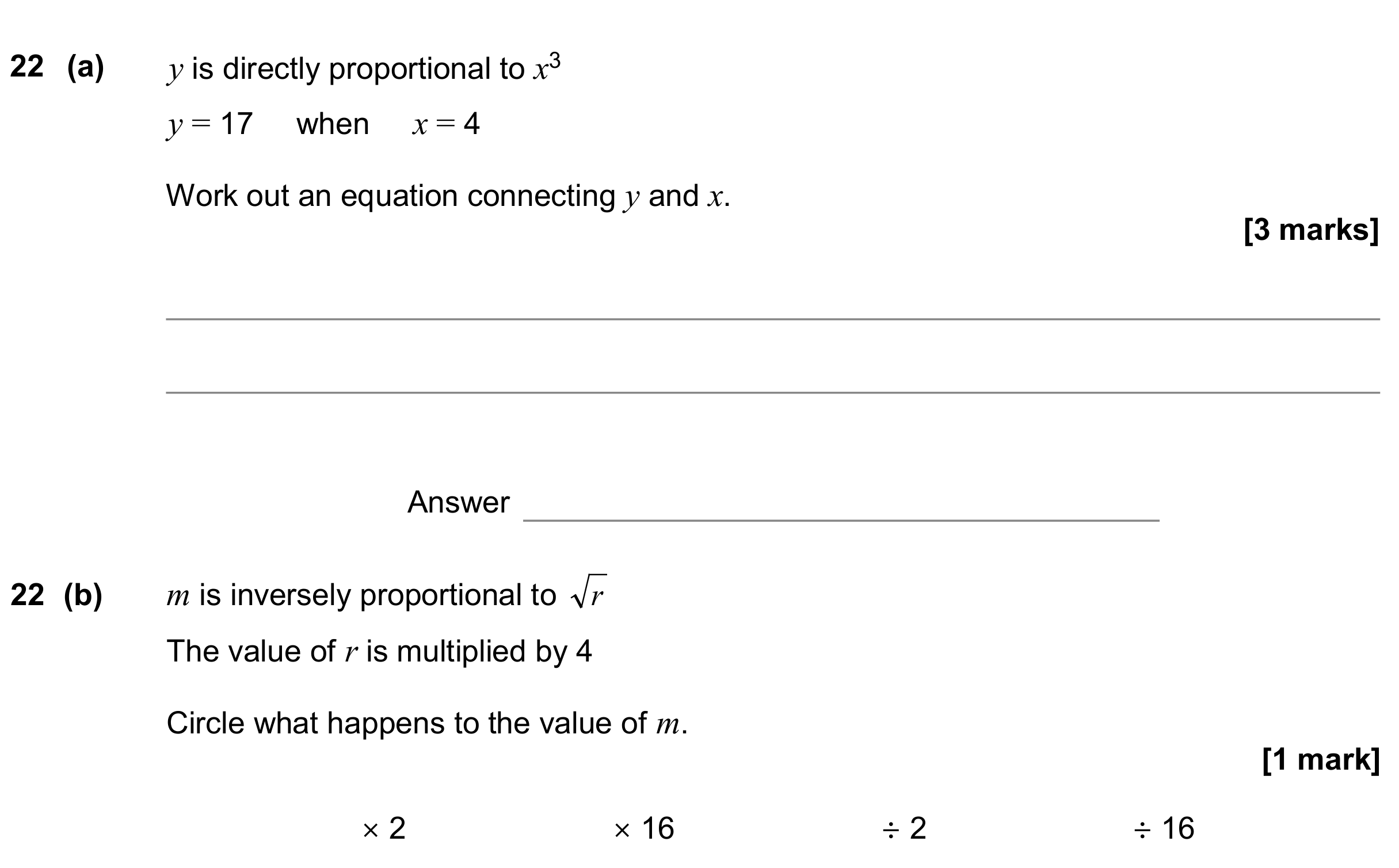 Question 22 — Proportion — AQA GCSE June 2020