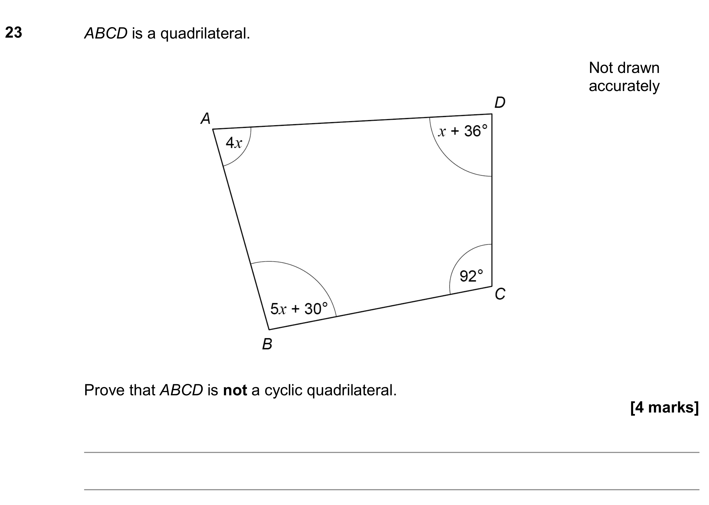 Question 23 — Angles, Circle Theorems — AQA GCSE June 2020