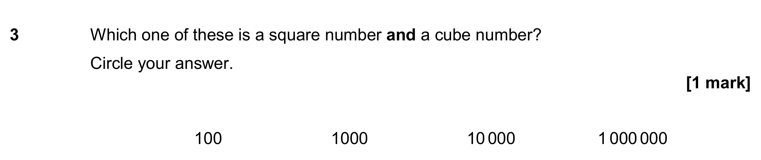 Question 3 — Square and Cube Numbers — AQA GCSE June 2020