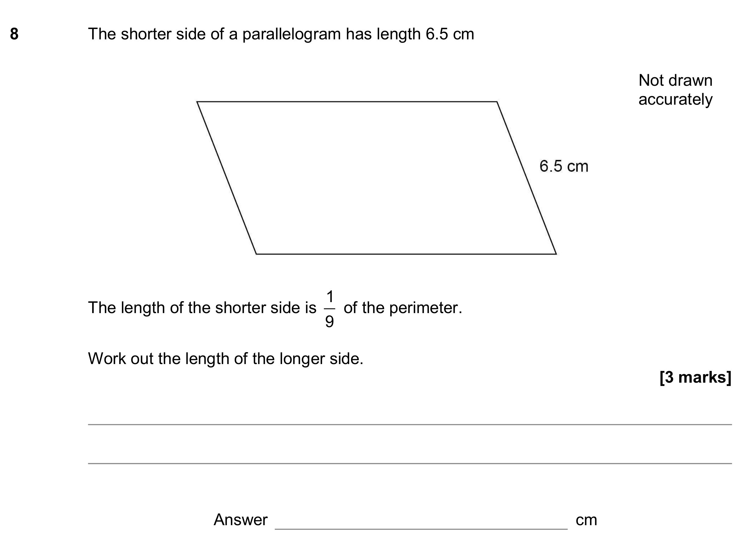 Question 8 — Perimeter and Area — AQA GCSE June 2020