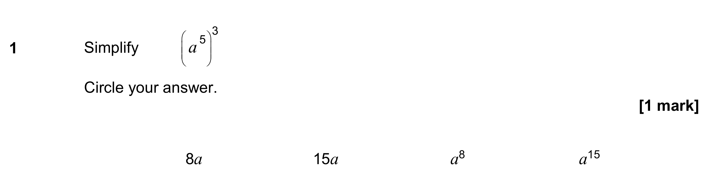 Question 1 — Powers — AQA GCSE June 2021