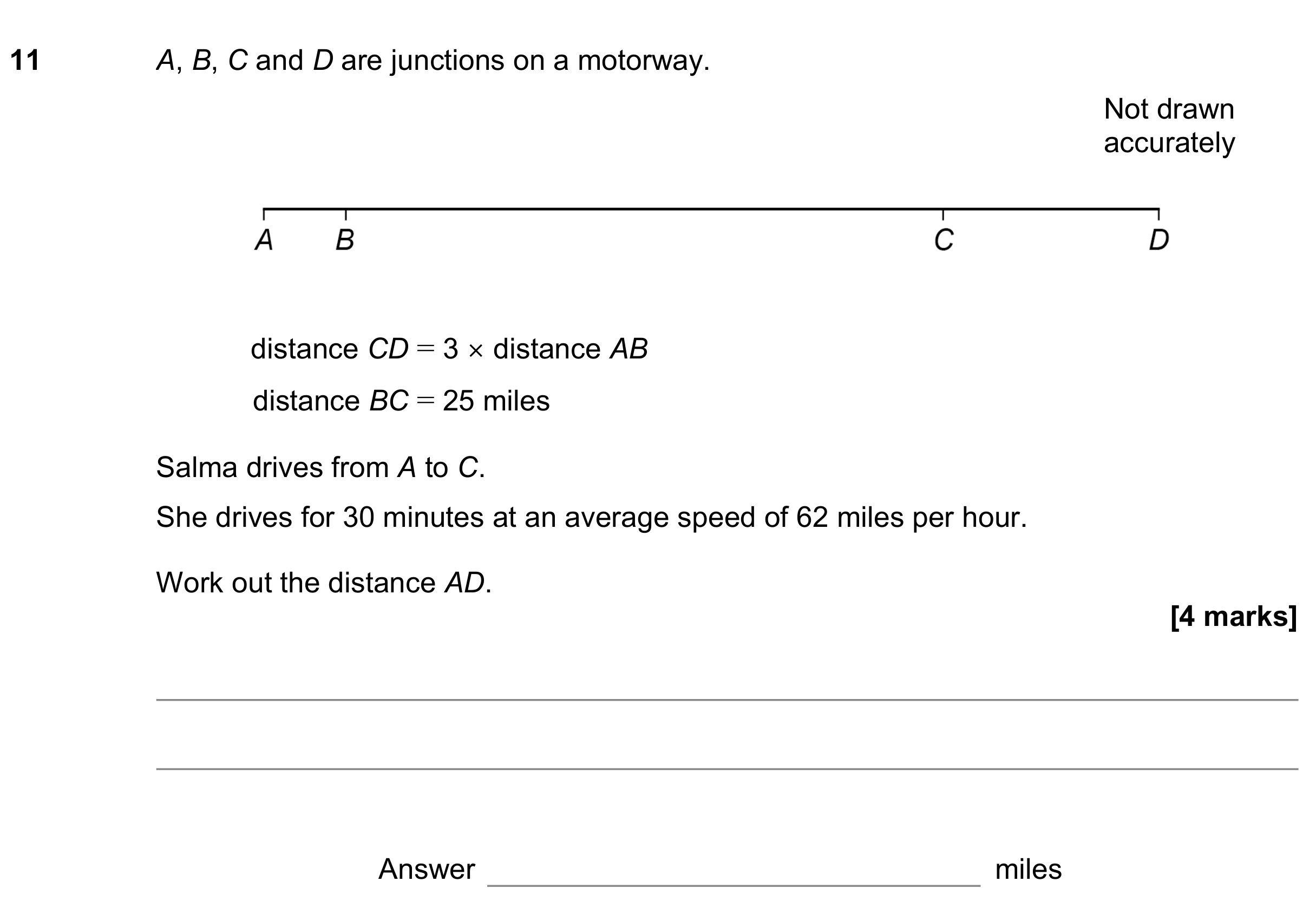 Question 11 — Speed/Distance/Time/Density/Pressure — AQA GCSE June 2021
