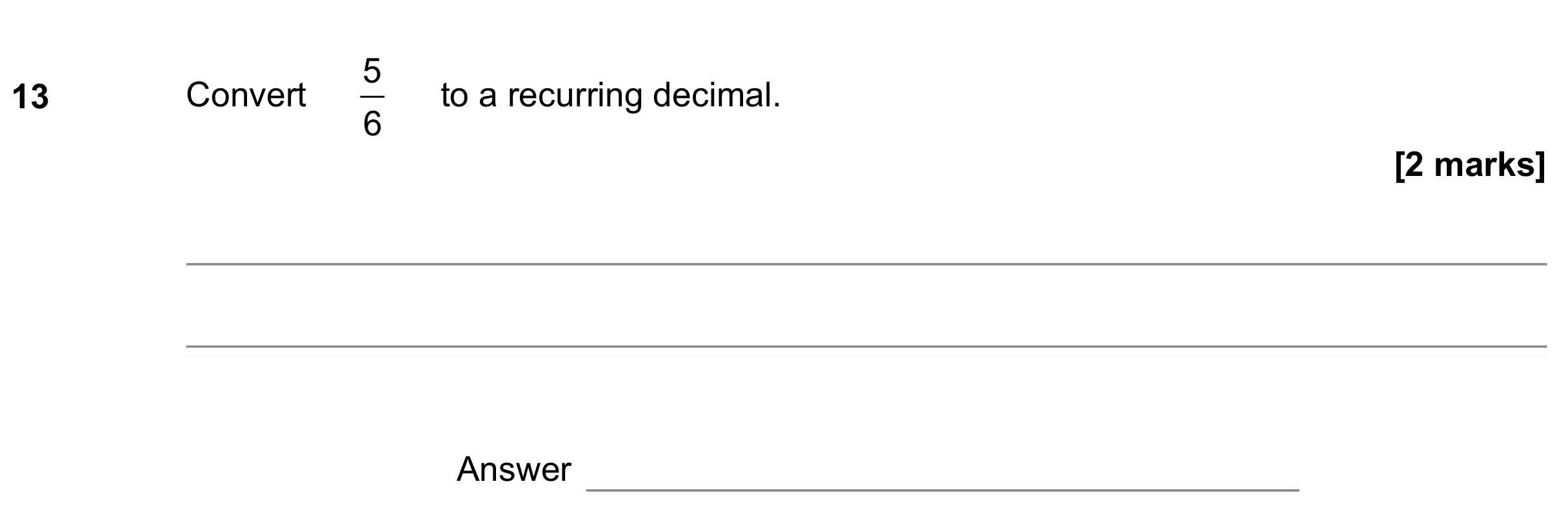 Question 13 — Fractions, Decimals — AQA GCSE June 2021