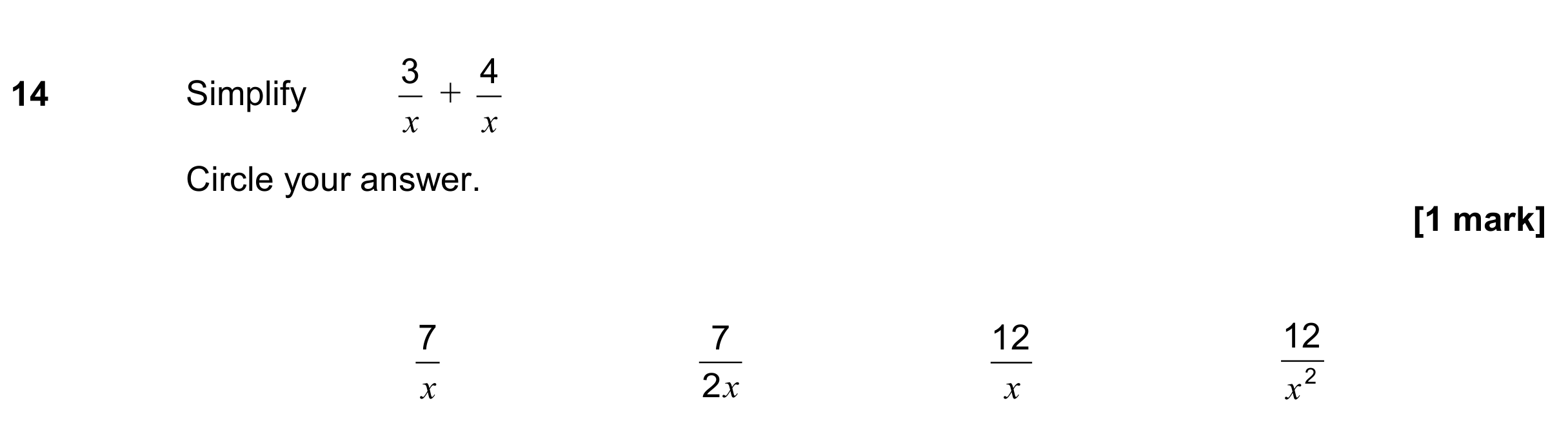 Question 14 — Fractions — AQA GCSE June 2021
