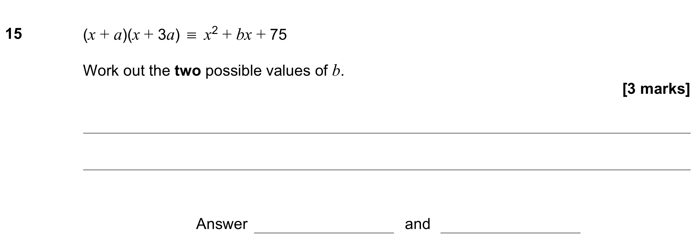 Question 15 — Identities — AQA GCSE June 2021