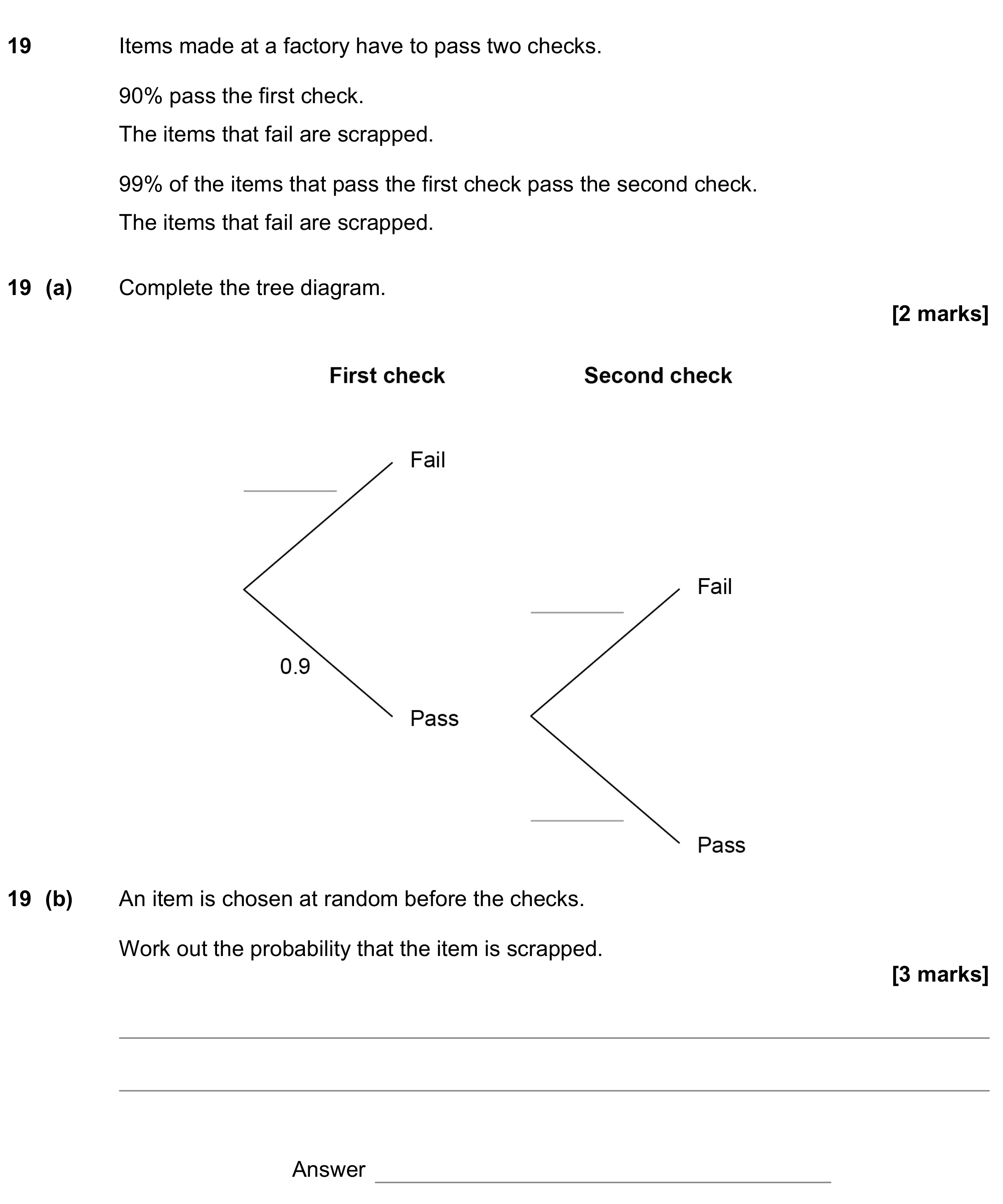 Question 19 — Probability — AQA GCSE June 2021