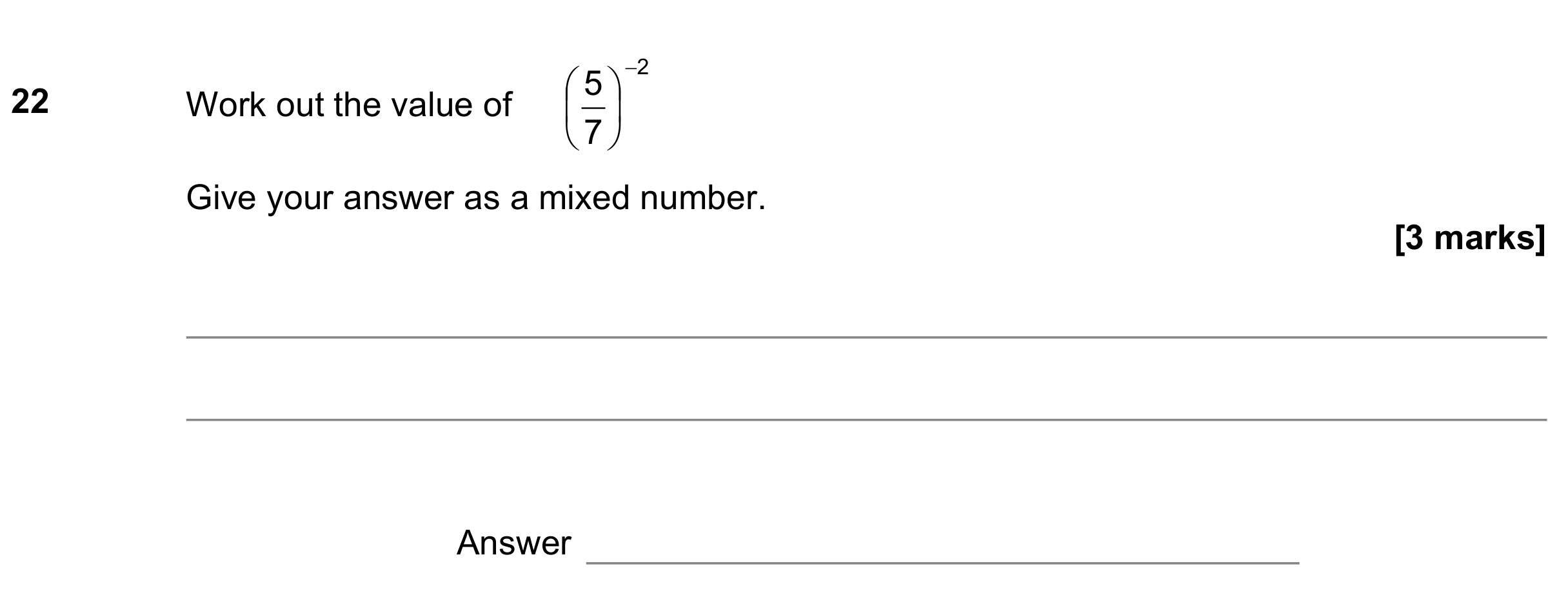 Question 22 — Powers, Fractions — AQA GCSE June 2021