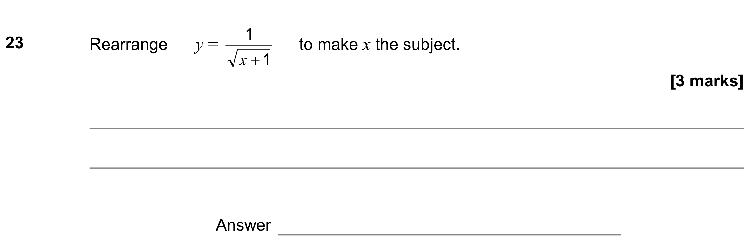 Question 23 — Formulae — AQA GCSE June 2021