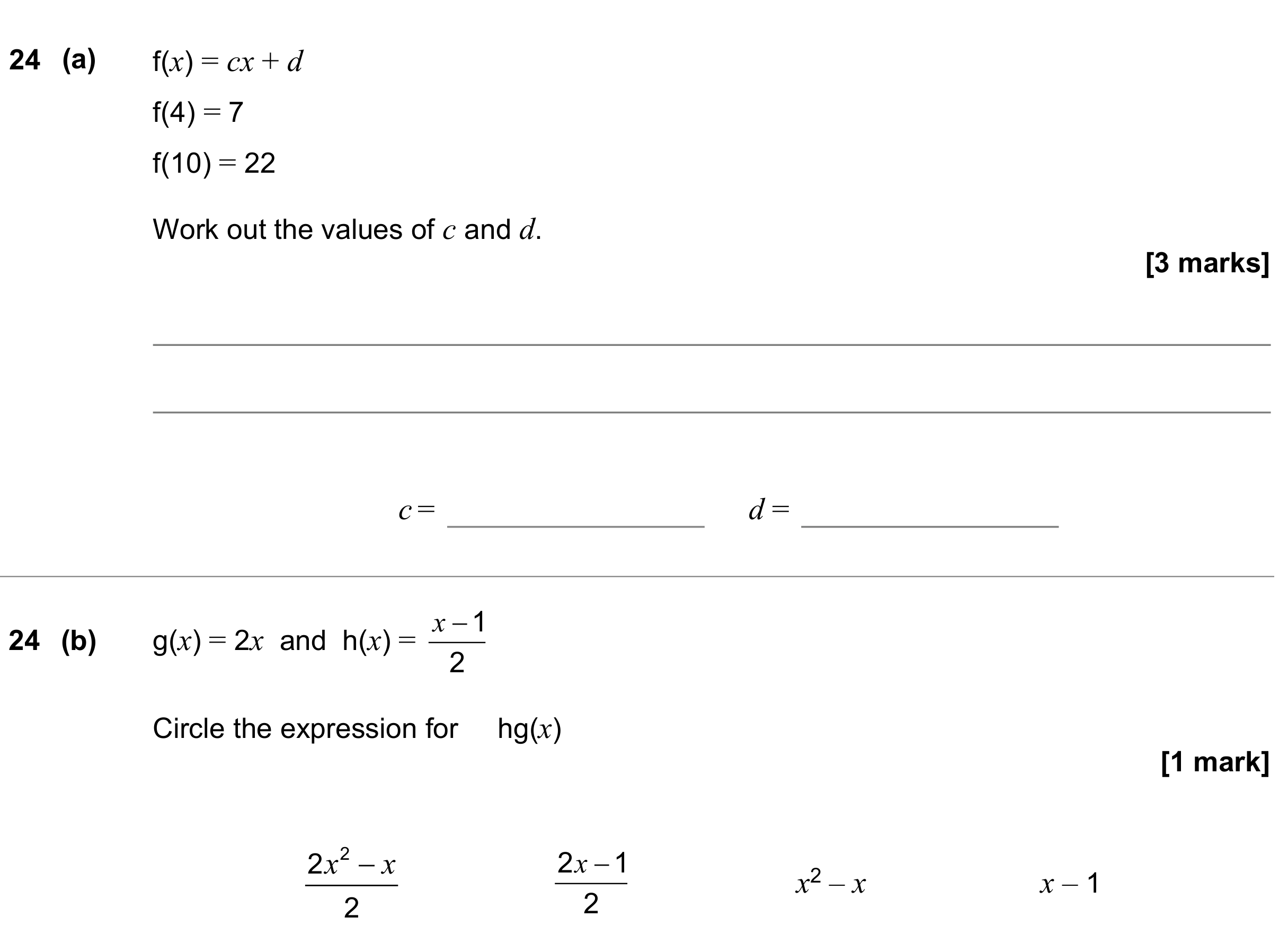 Question 24 — Functions — AQA GCSE June 2021