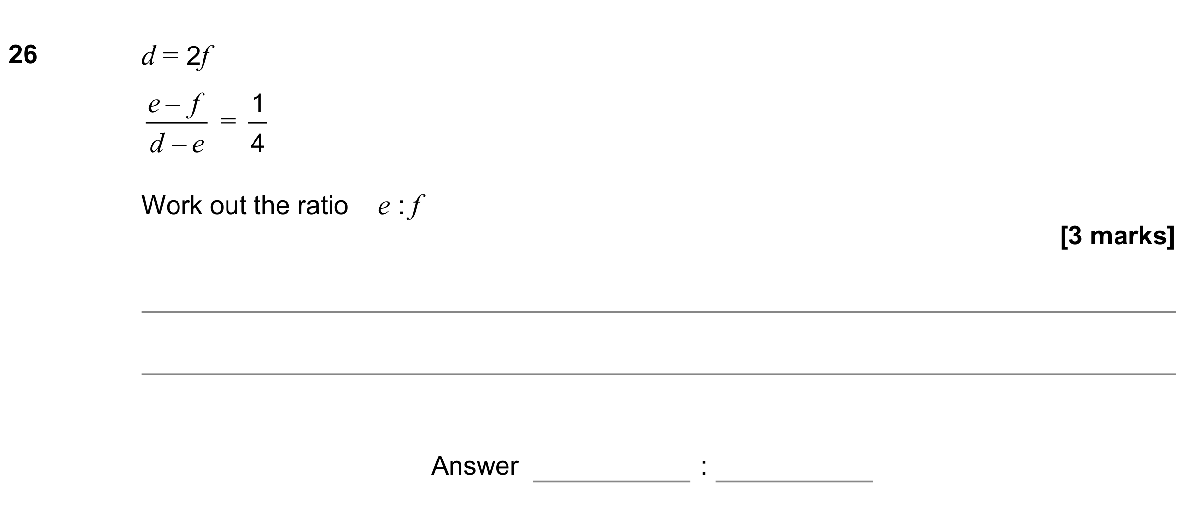 Question 26 — Ratios — AQA GCSE June 2021