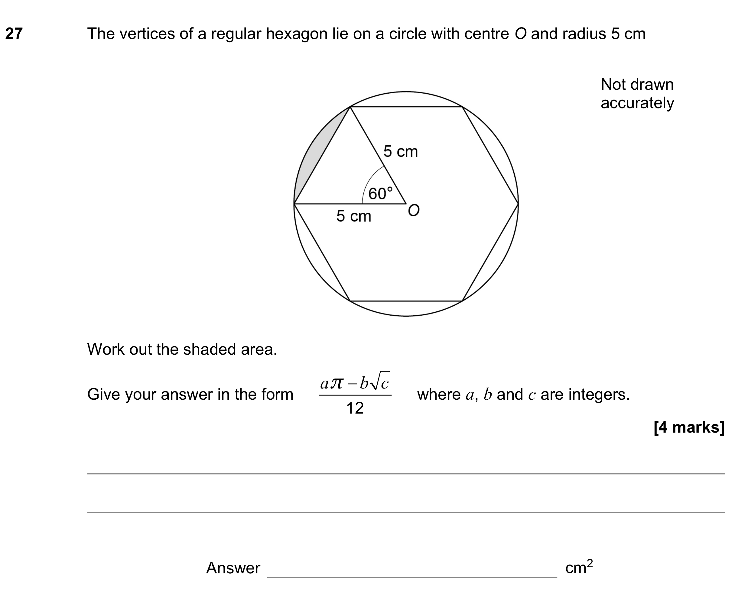 Question 27 — Perimeter and Area, Trigonometry — AQA GCSE June 2021