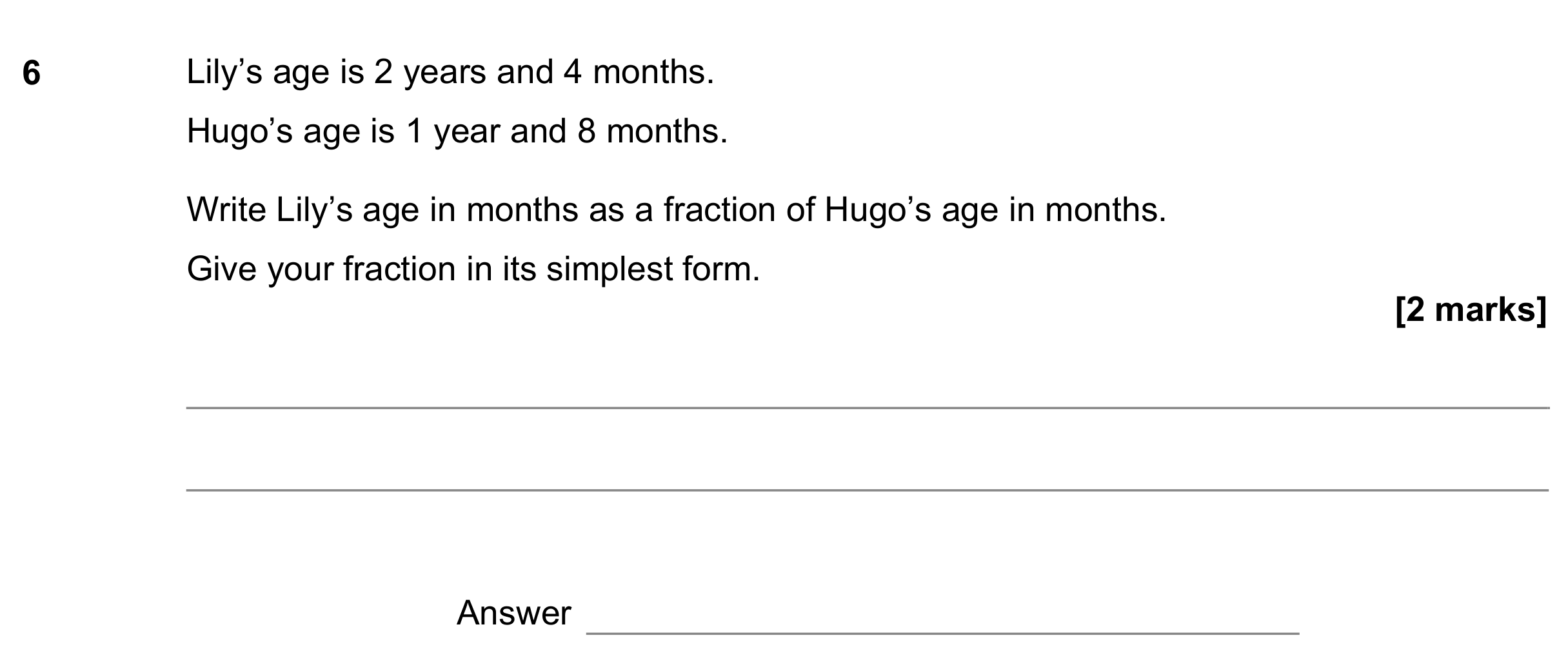 Question 6 — Fractions — AQA GCSE June 2021