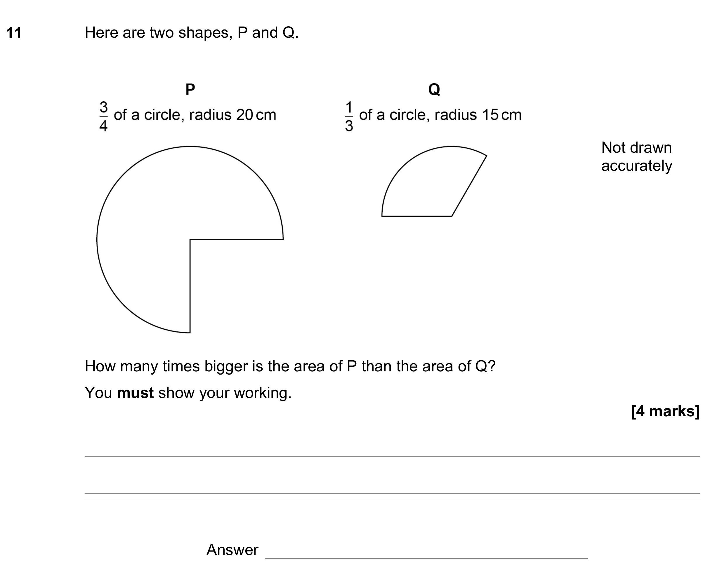 Question 11 — Perimeter and Area, Sectors — AQA GCSE June 2022