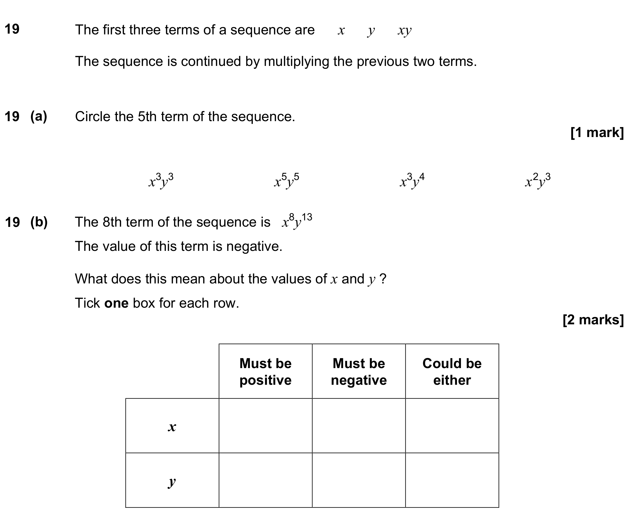 Question 19 — Sequences — AQA GCSE June 2022