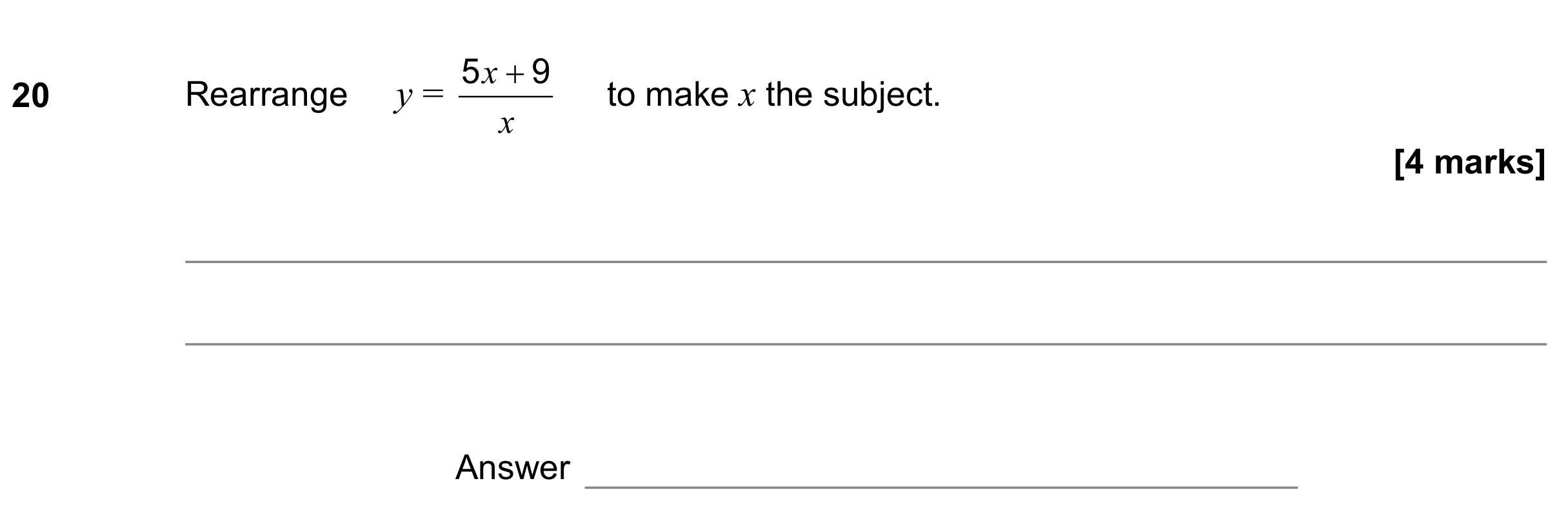 Question 20 — Formulae — AQA GCSE June 2022