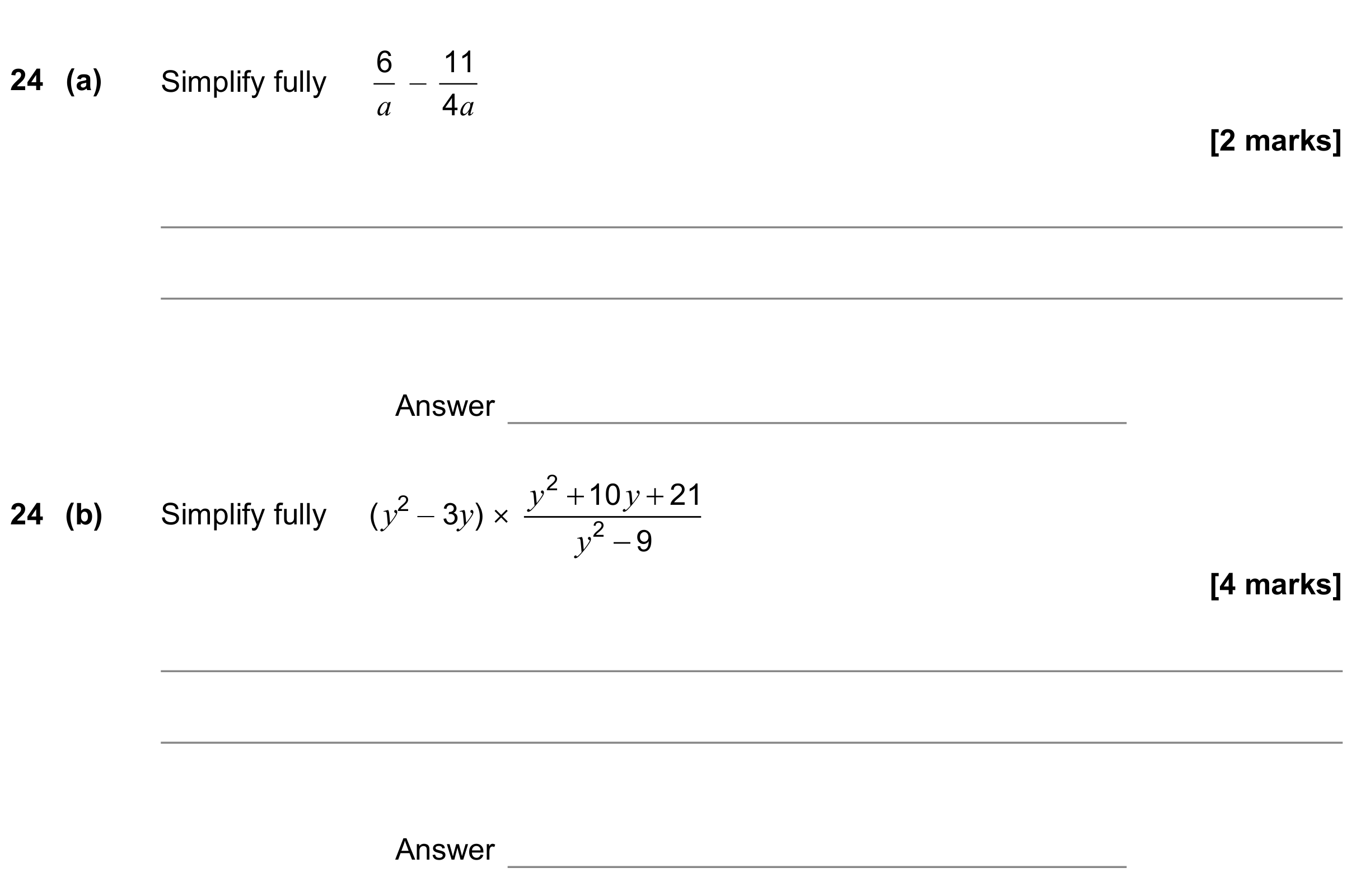 Question 24 — Algebra Fractions — AQA GCSE June 2022