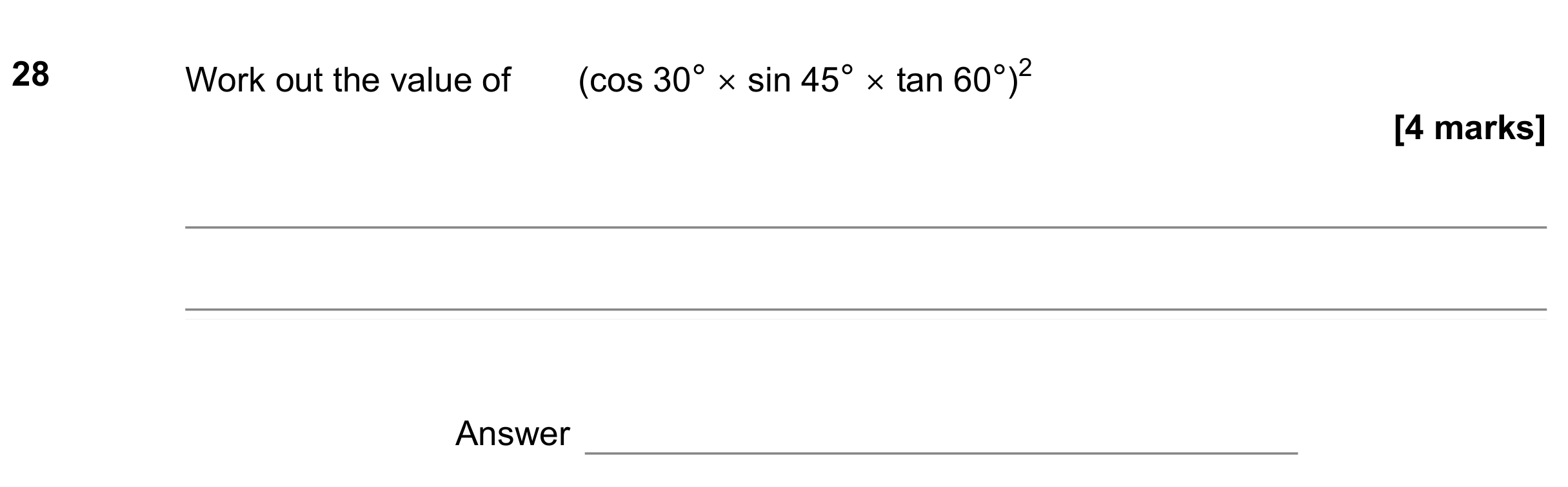 Question 28 — Trigonometry — AQA GCSE June 2022