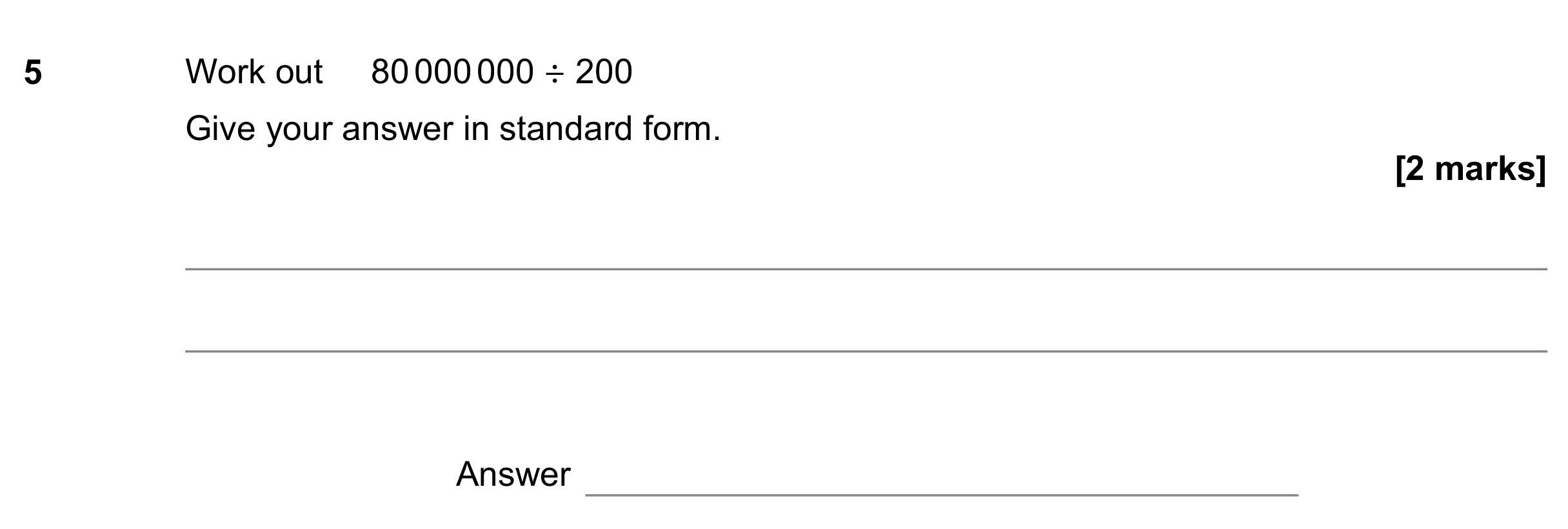 Question 5 — Standard Form — AQA GCSE June 2022