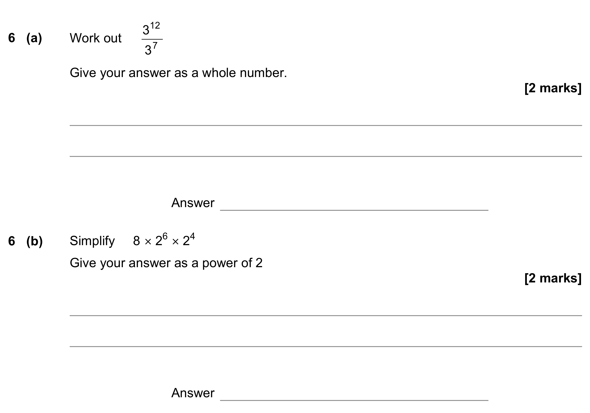 Question 6 — Powers — AQA GCSE June 2022