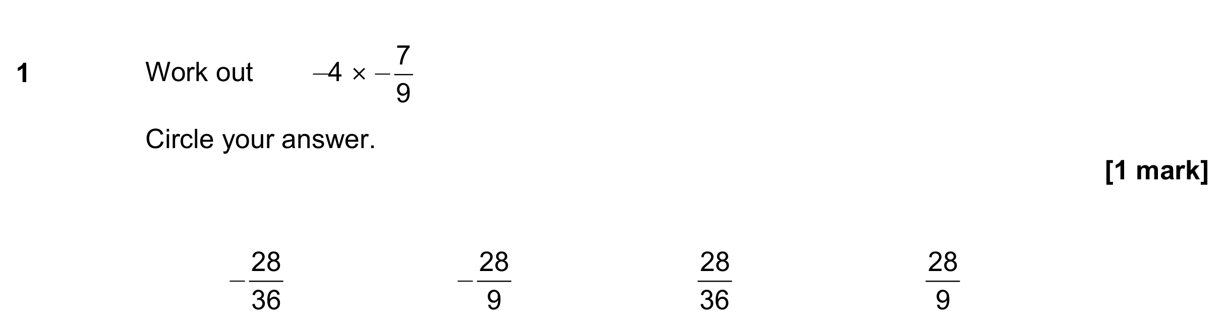 Question 1 — Fractions — AQA GCSE November 2022