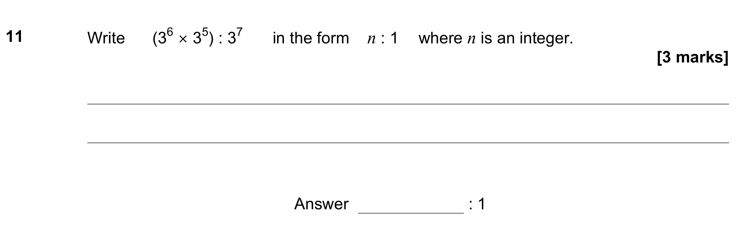 Question 11 — Powers, Ratios — AQA GCSE November 2022