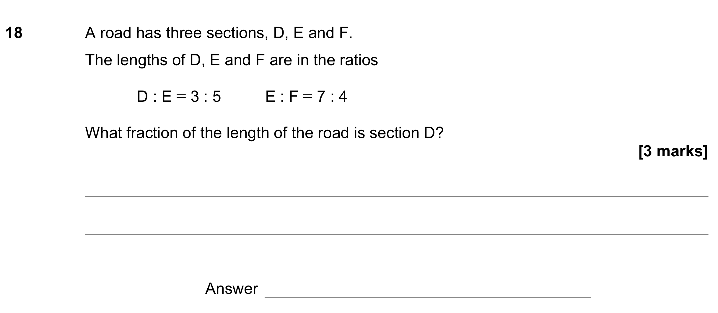 Question 18 — Ratios, Fractions — AQA GCSE November 2022