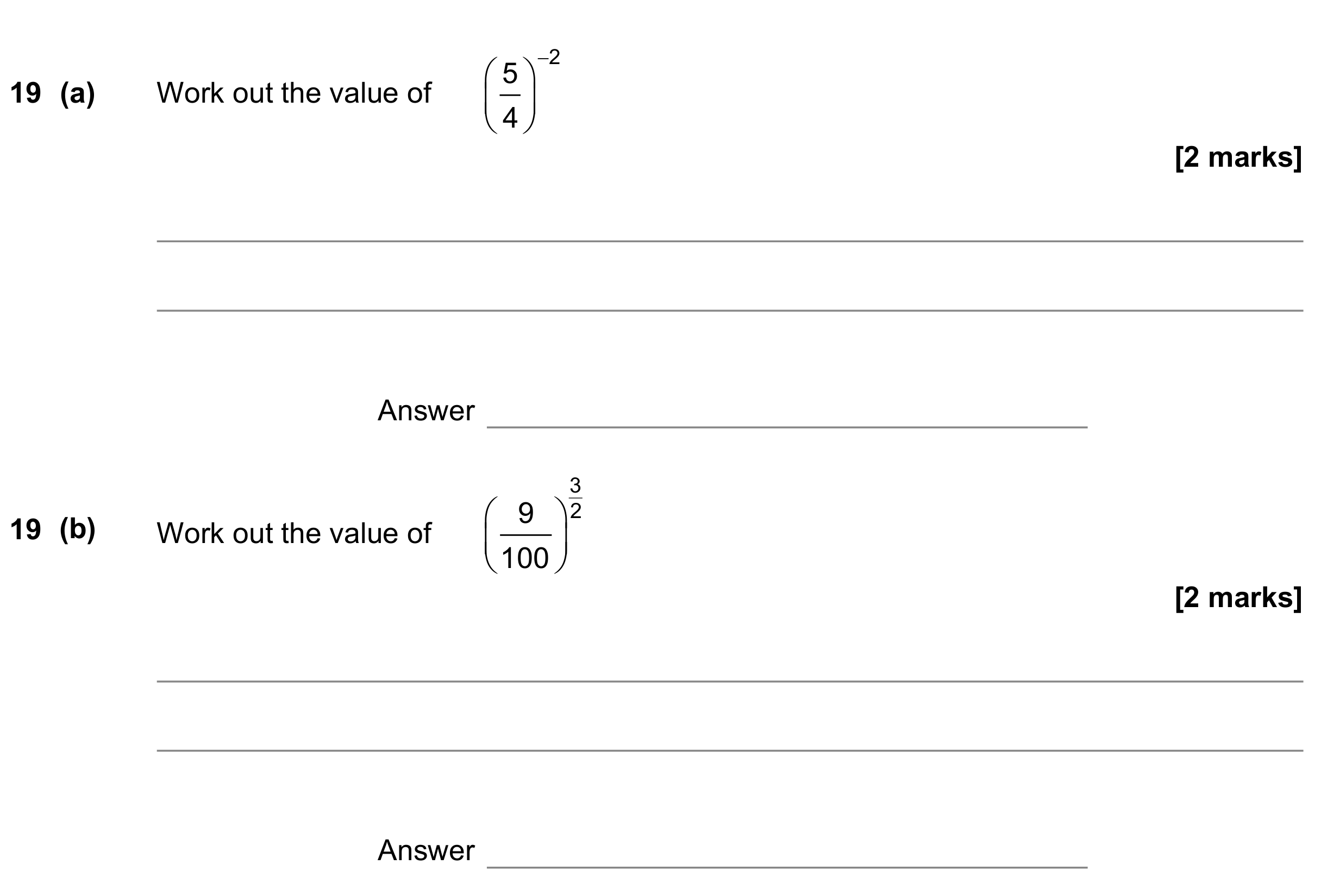 Question 19 — Powers, Fractions — AQA GCSE November 2022