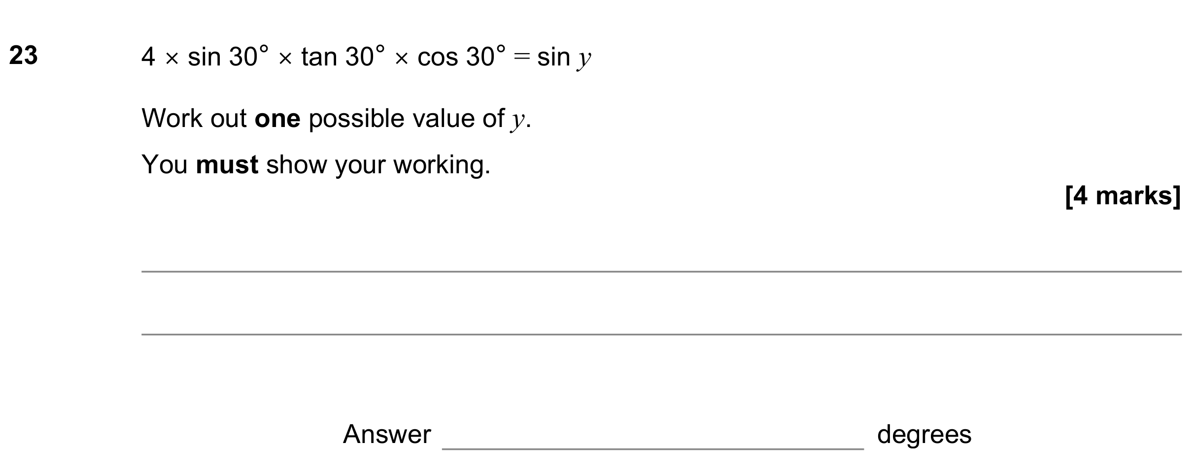 Question 23 — Trigonometry — AQA GCSE November 2022