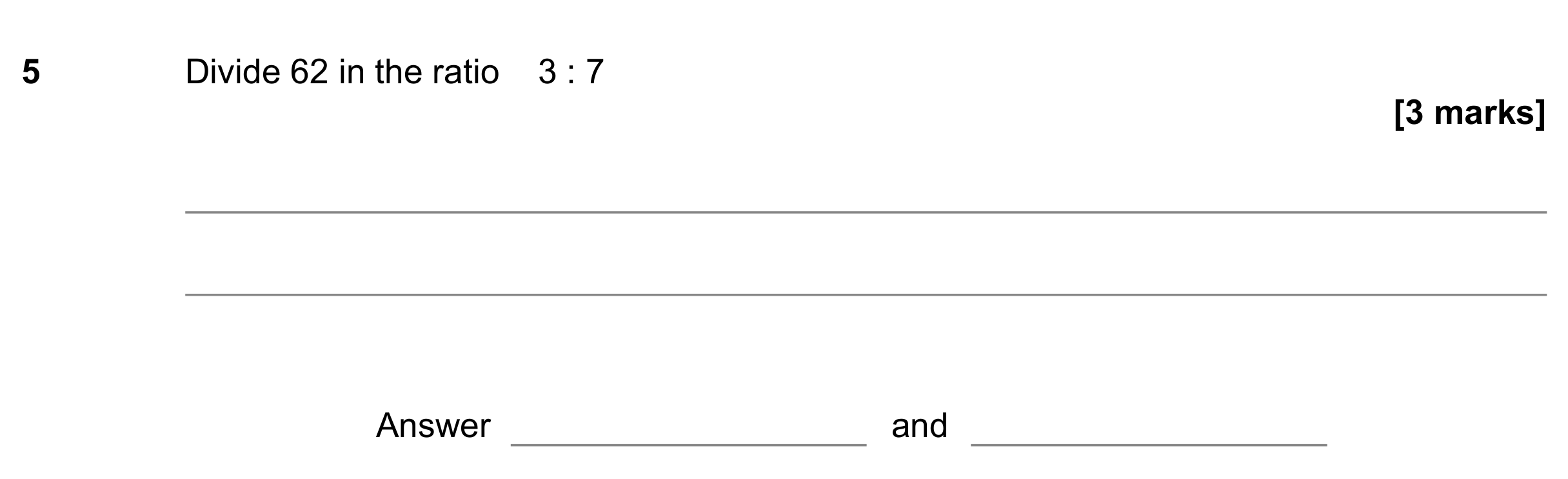 Question 5 — Ratios — AQA GCSE November 2022