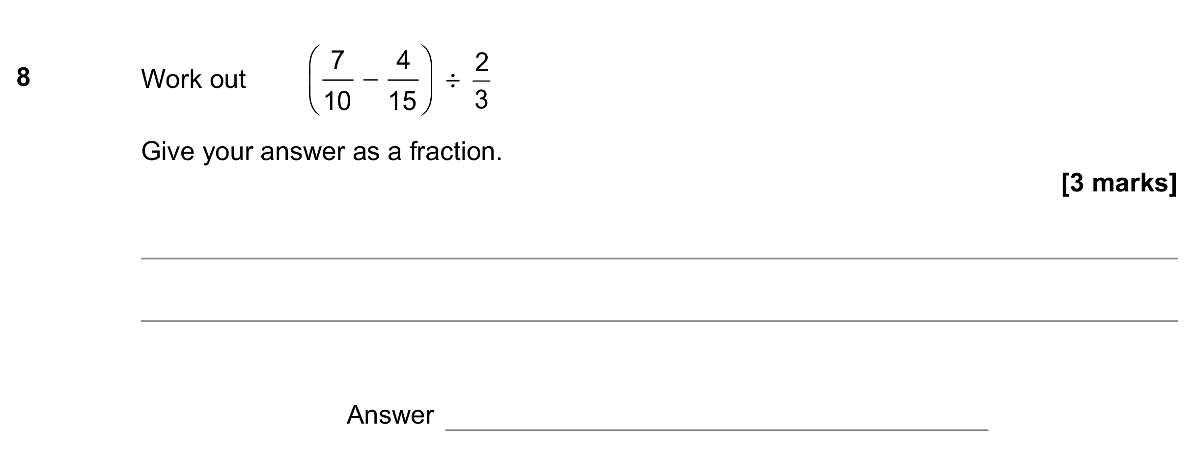 Question 8 — Fractions — AQA GCSE November 2022