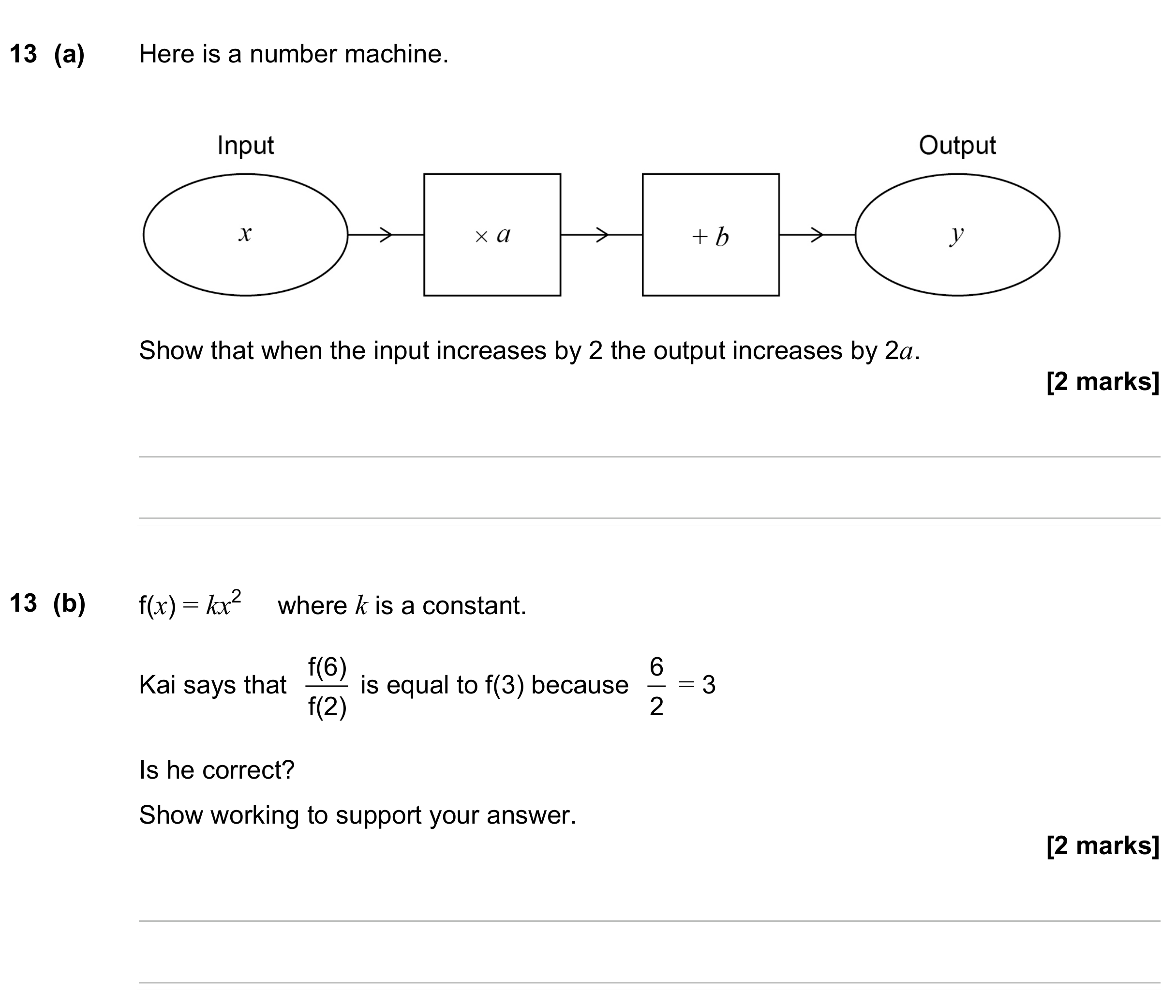 Question 13 — Functions — AQA GCSE June 2023