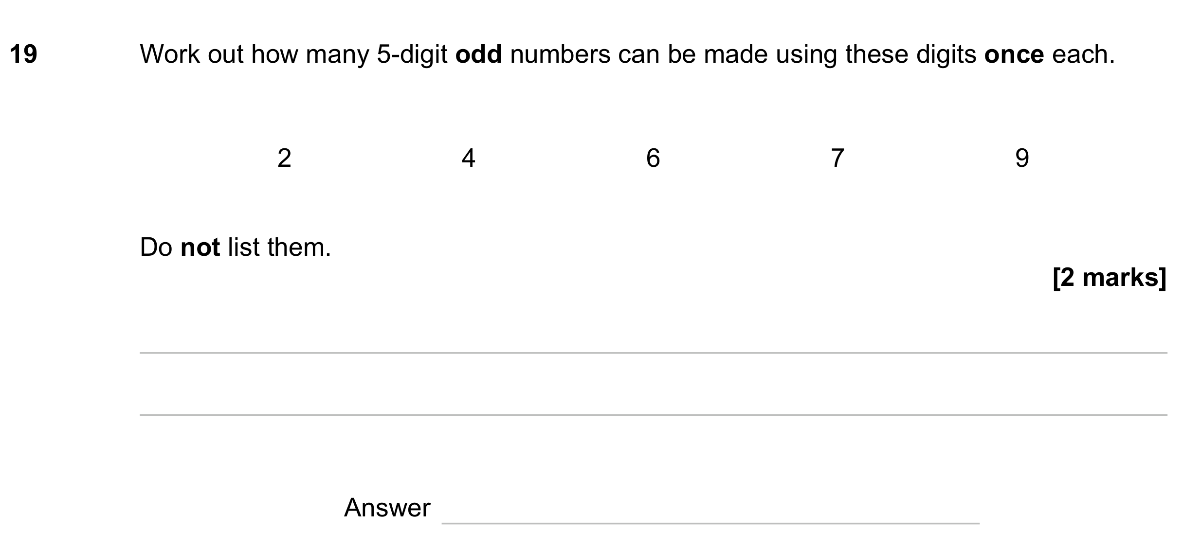 Question 19 — Combinations — AQA GCSE June 2023