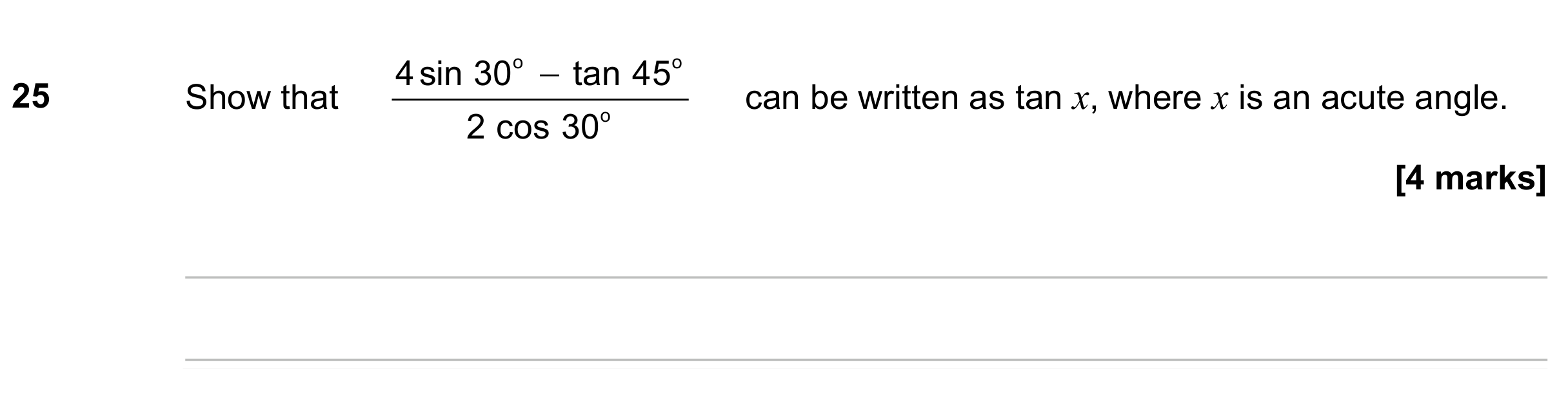 Question 25 — Trigonometry, Surds — AQA GCSE June 2023
